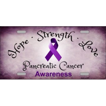 Pancreatic Cancer Ribbon Metal License Plate